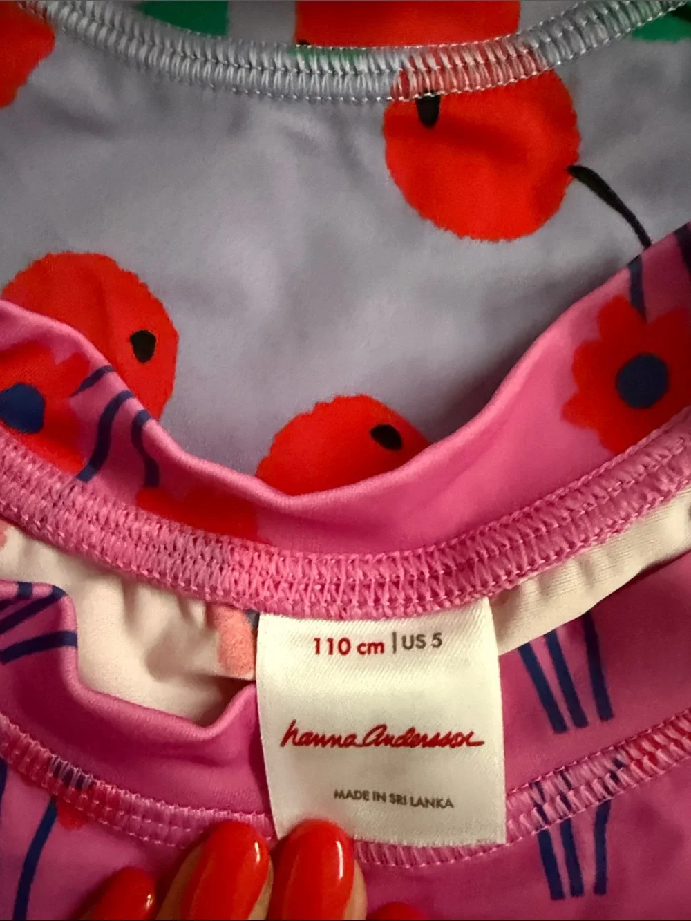 Hanna Andersson Pink & Purple Floral and Cherry Kids Rashguard and Bikini Bundle